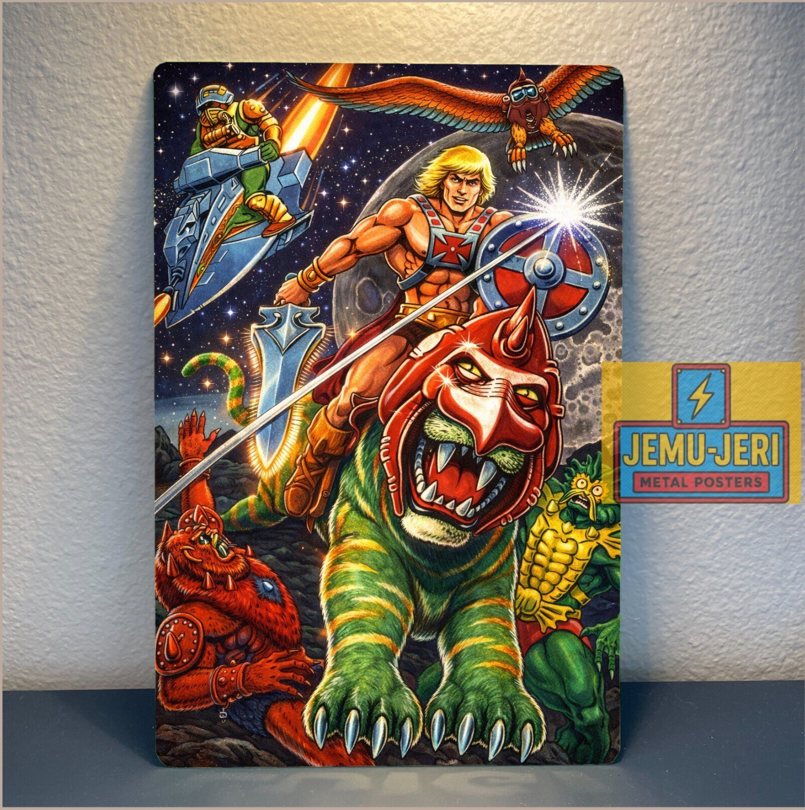 He-Man Battle Cat Masters of the Universe Metal Poster MOTU Tin Sign Wall Art