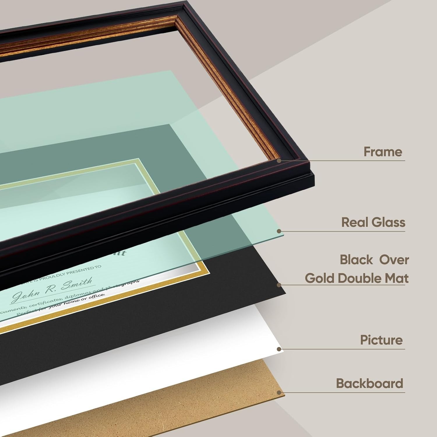 Versatile Black Gold 8×10 Frames for Certificates & Family Photos – 2 Pack