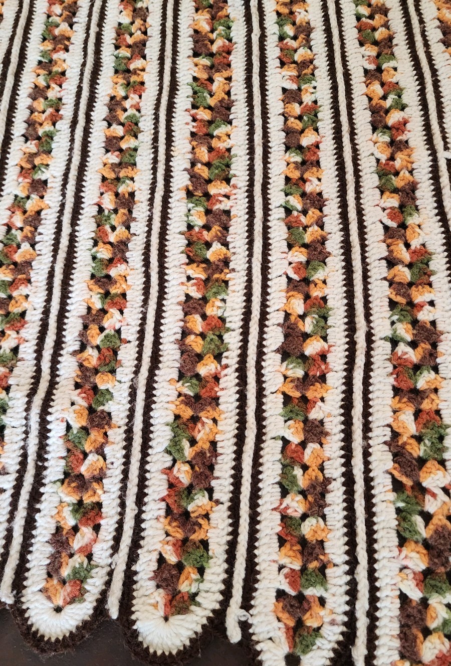 Vintage Handmade Crocheted Afghan Multicolor Grannycore Throw Blanket 69 x 42