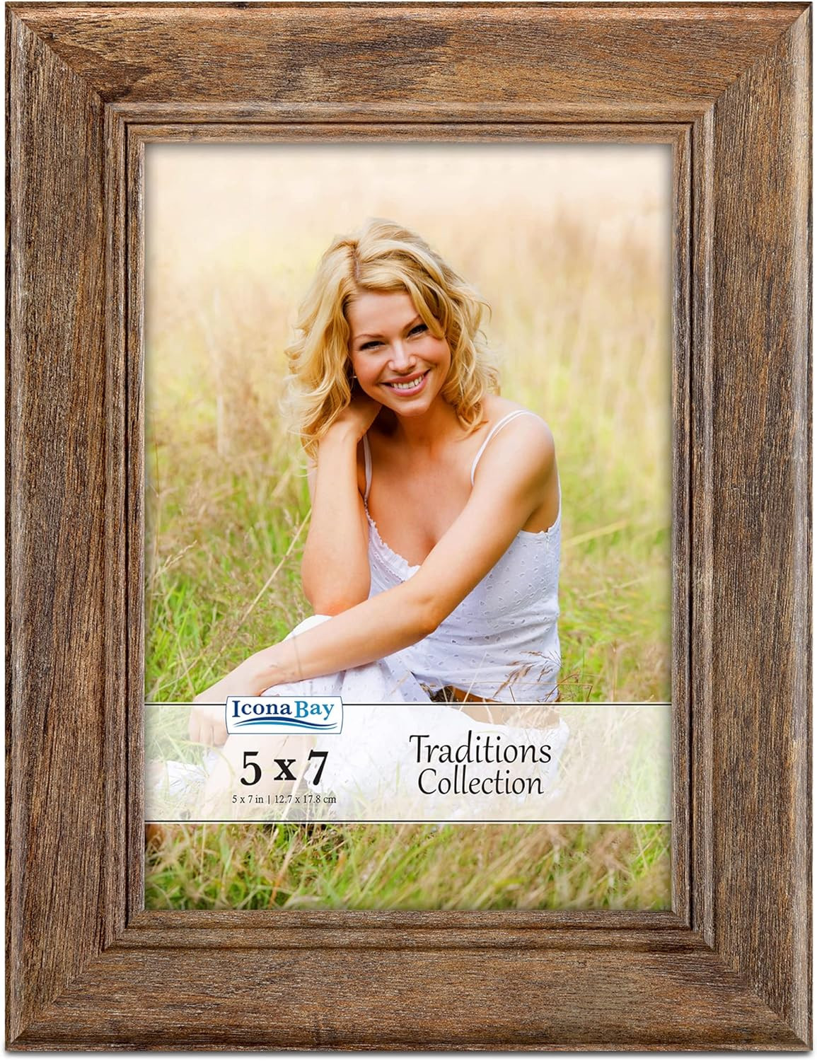 Chestnut Brown Picture Frame, Rustic Wood Pattern, Lightly Distressed 5X7 1