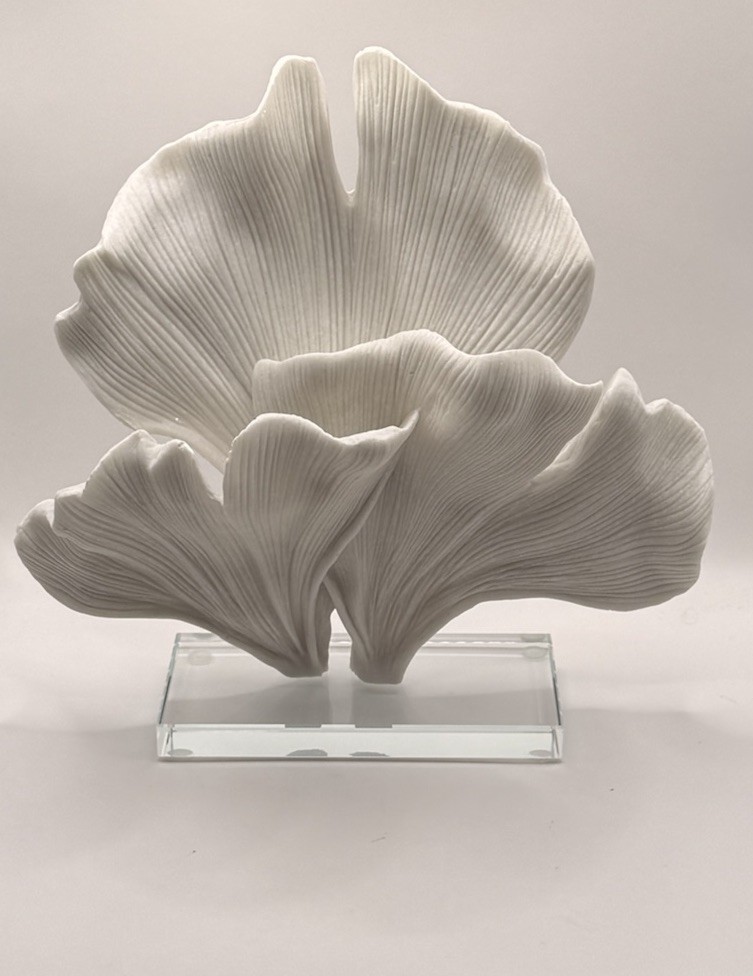 White Coastal Beach Coral Clear Base Home Decor Resin Sculpture 12” Ocean Vibes