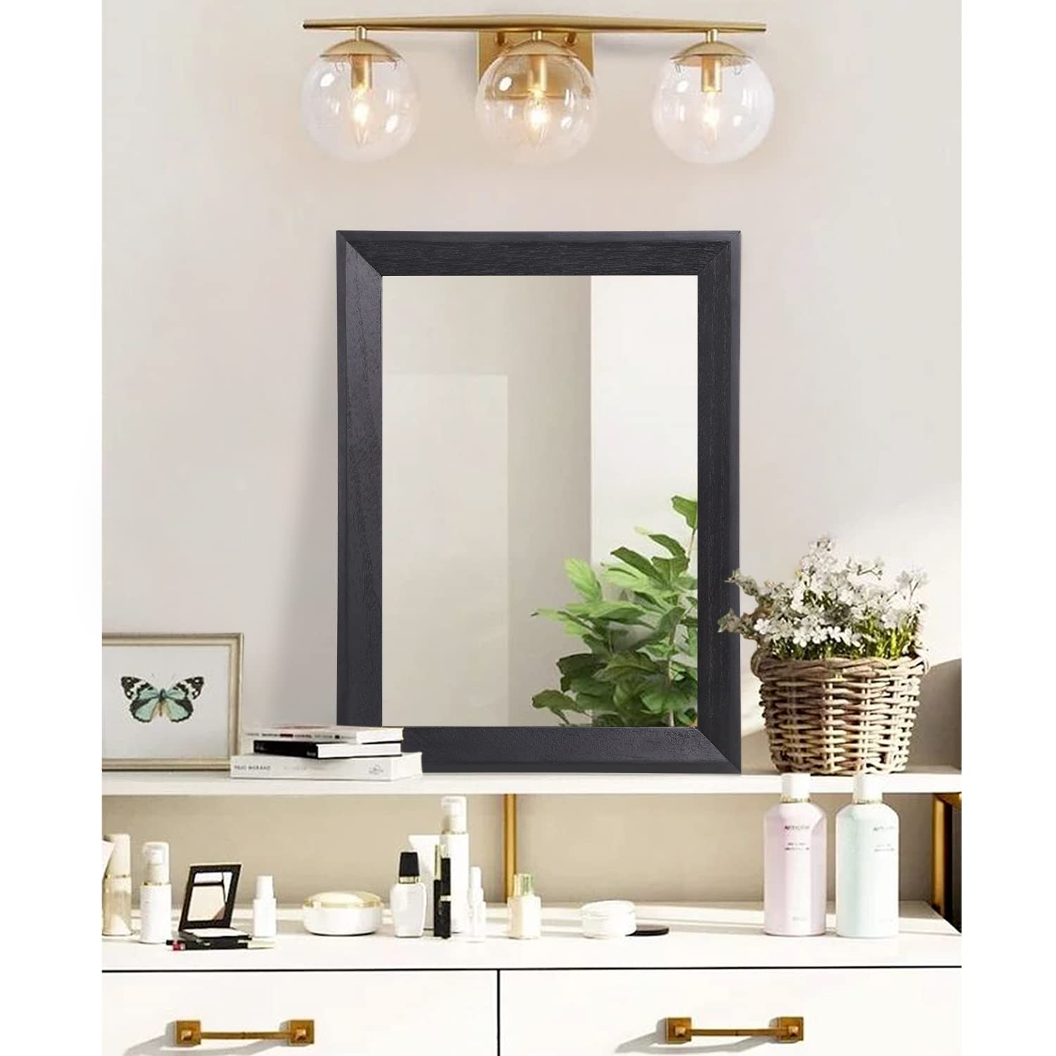 Black Mirrors for Wall Rectangle Wood Framed Large 20&Prime;x16&Prime; Decorative Wall Mi…