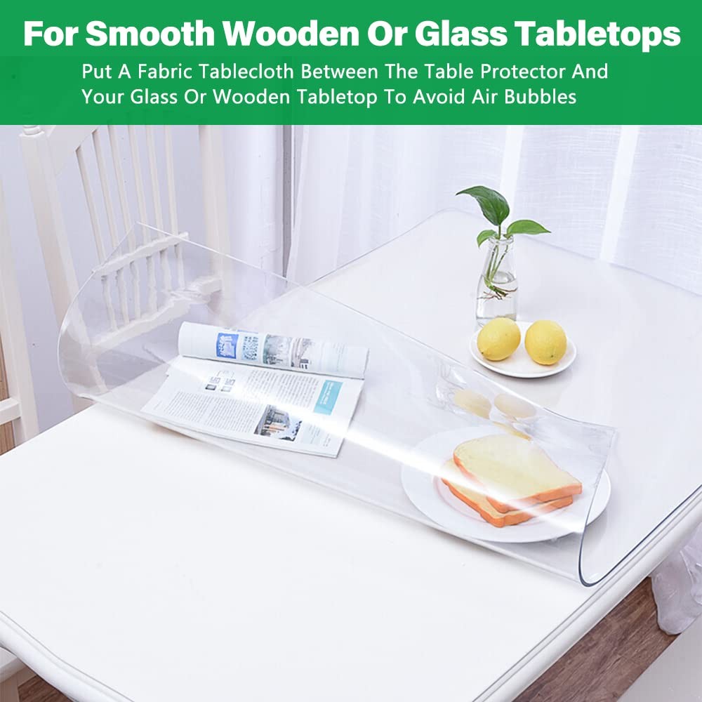 Linkgro Plastic Vinyl Clear Table Protector – 42X80 Inch 1.5Mm Thick For Dining