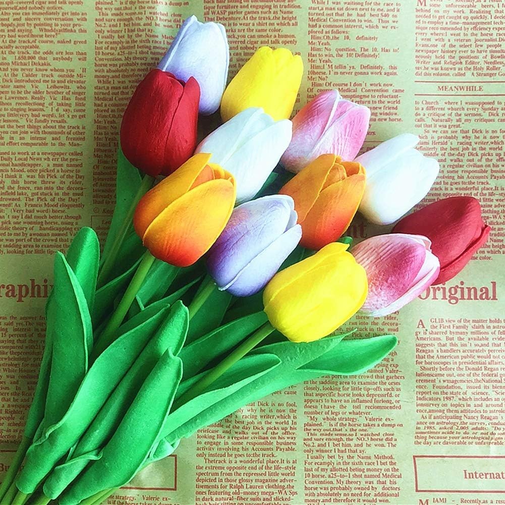 Realistic Touch Colorful Tulips: 12 Beautiful Fake Flowers for All Occasions