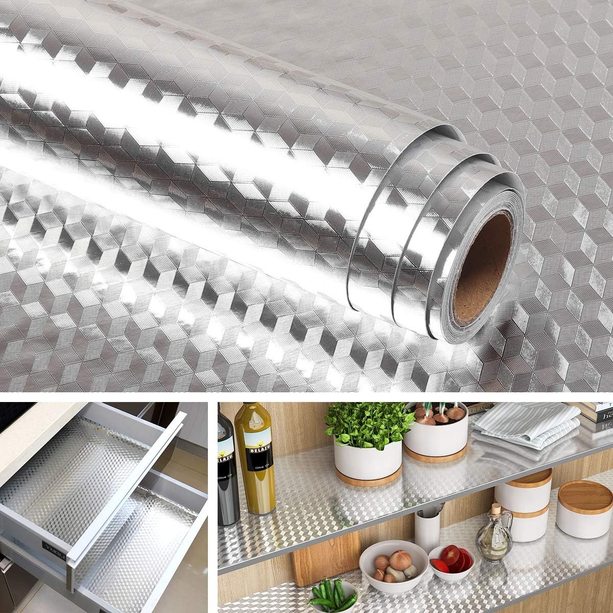 Waterproof Oil Proof Wallpaper Kitchen Self Adhesive Aluminum Foil Wall Sticker