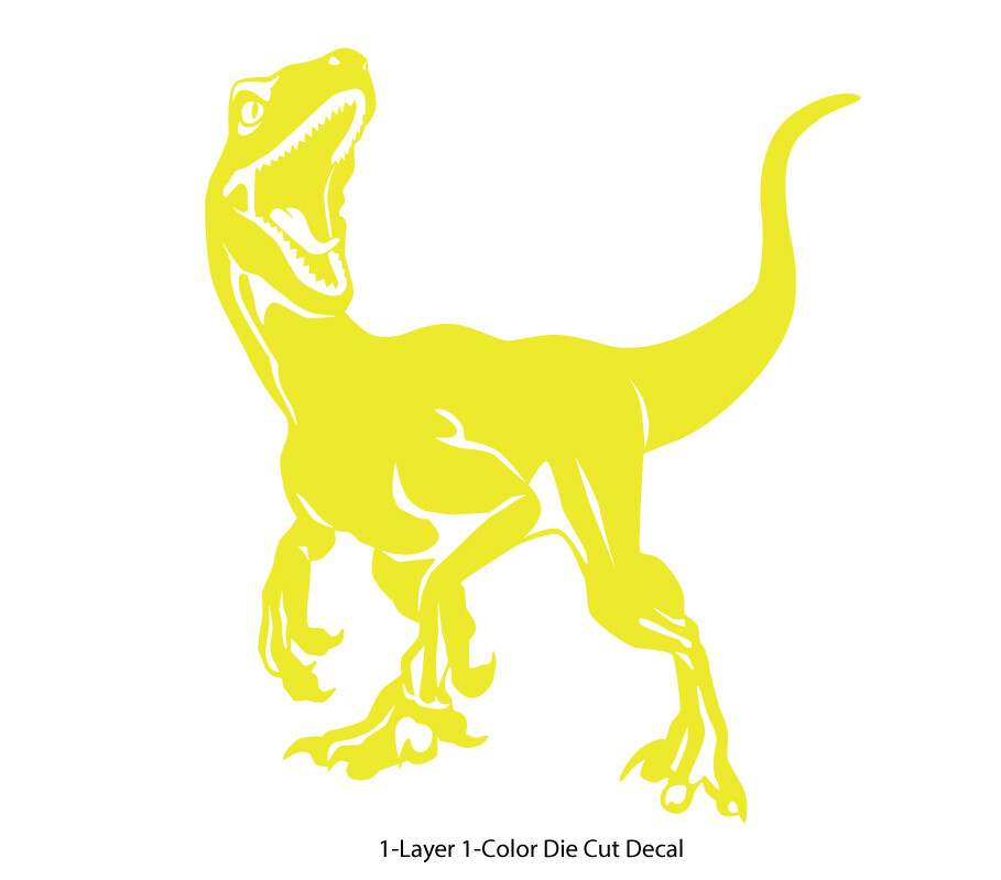 Dinosaur – Roaring Velociraptor #2 – Jurassic Period – 4-21&Prime; wide – DieCut Decal