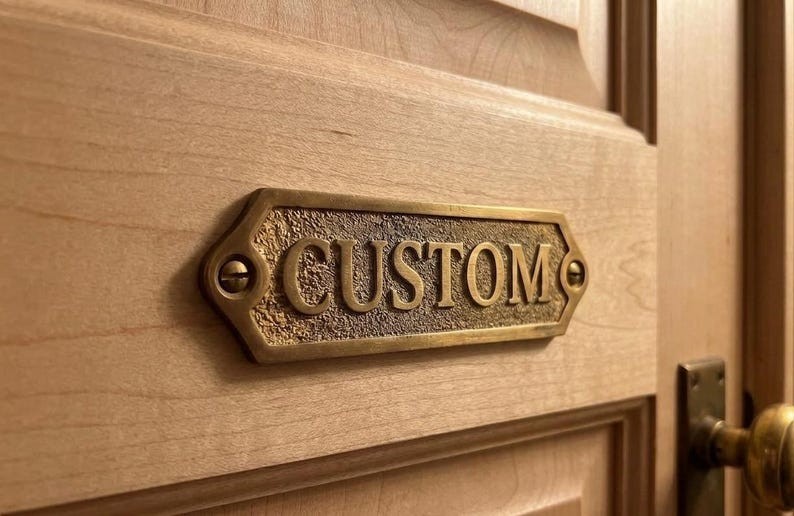 Custom Brass Door Name Plate Personalized Office Sign Engraved Metal Plaque Gift