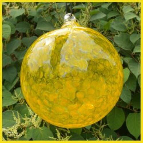 Hanging Glass Ball 8&Prime; Diameter Yellow Specks Friendship Ball (1) #31