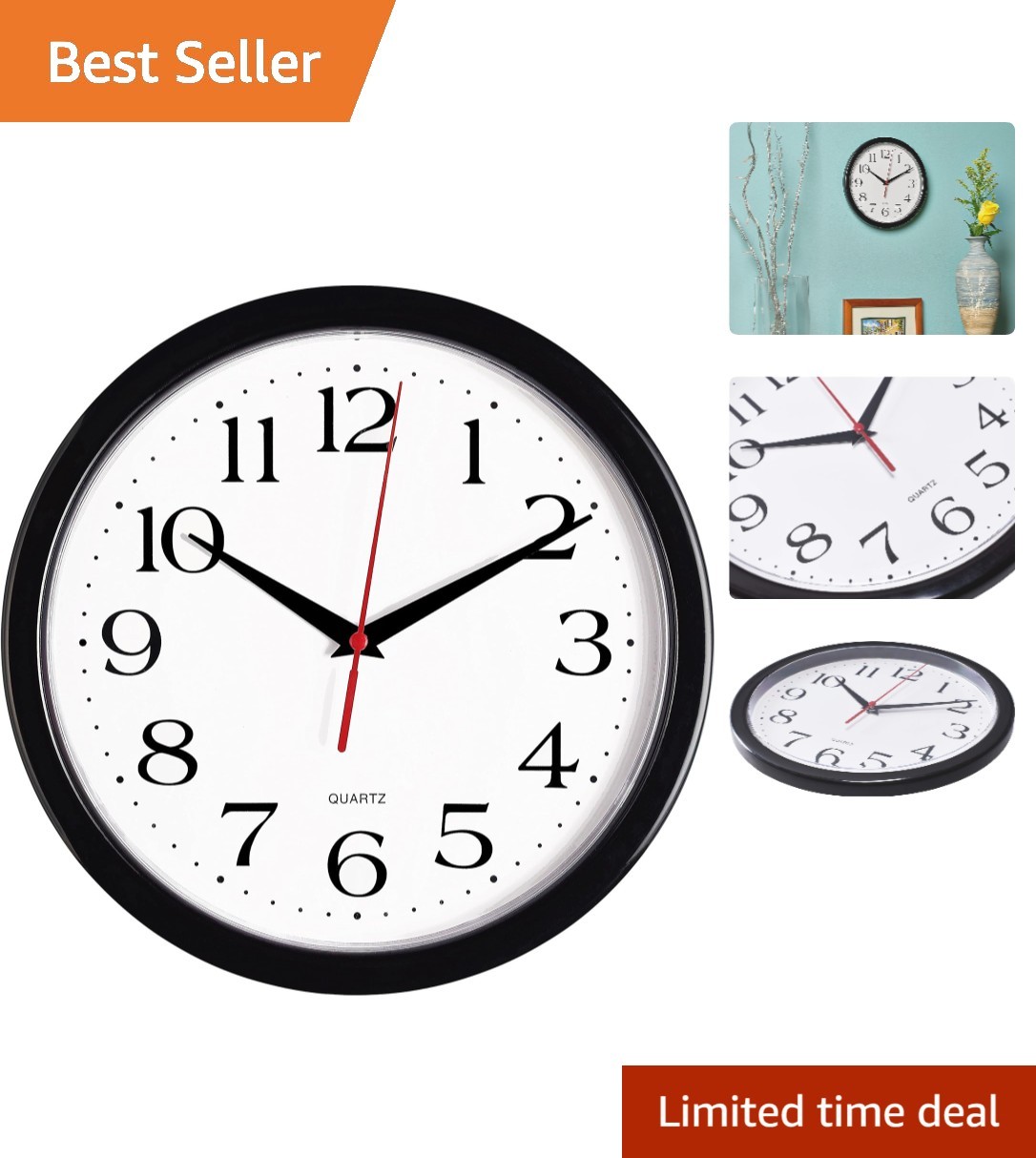 Elegant 10-Inch Silent Wall Clock for Home & Office – Non-Ticking Quartz