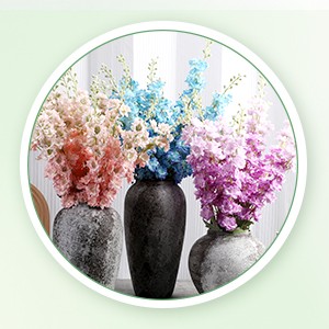 12 Pcs Delphinium Artificial Flowers, 33.5 » Long Stem Lifelike Faux Silk Flower