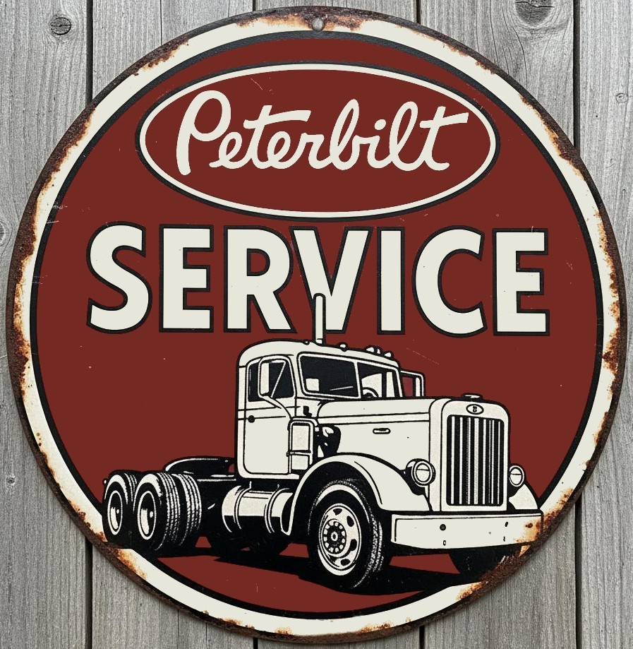Peterbilt Service 8&Prime; Diameter Vintage Novelty Metal Sign Made In USA New!