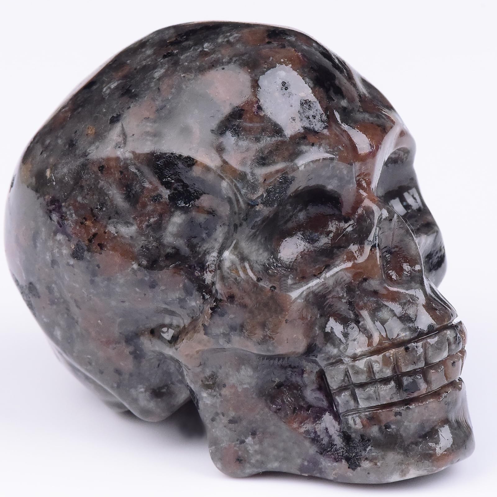 2 Inch Flame Yooperlite Stone Crystal Skulls Decor,Human Skull