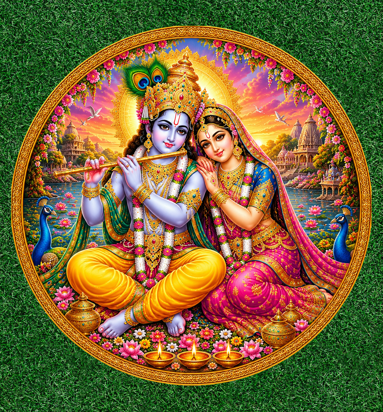 Hindu God and Goddess Radha and Krishna waterproof vinyl sticker – many sizes