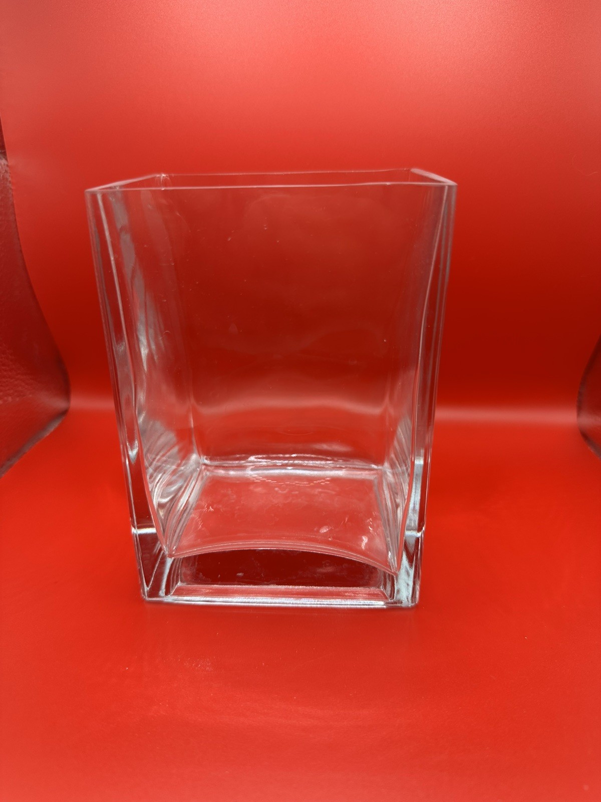 Rectangular Clear Glass Vase 5 3/4 Inches Tall