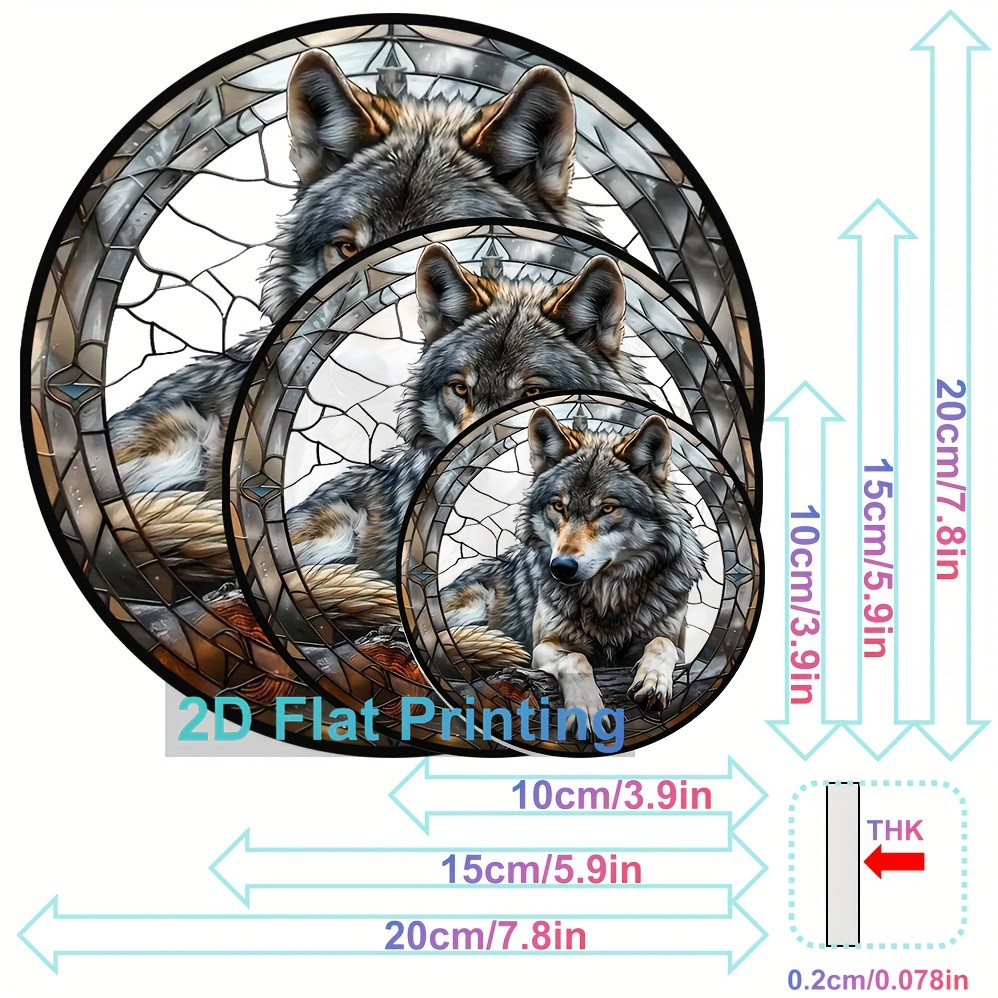 Wolf in Flowers Acrylic Suncatcher Wild & Soft Home Window Hanging Decoration