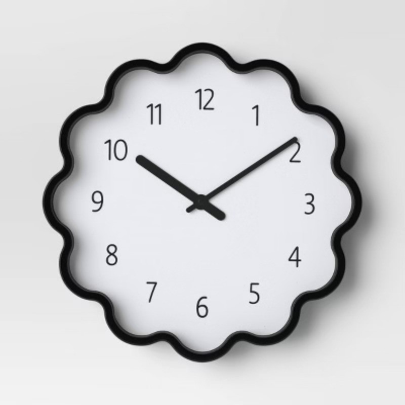 12&Prime; Wavy Wall Clock Black