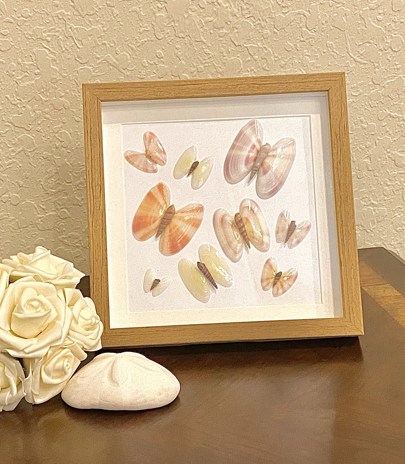 Sea Shells Coastal Art – Unique Butterflies Seashell Mosaic Wall Art Home Decor