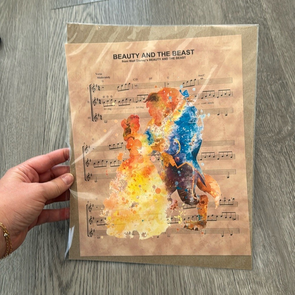 Beauty and The Beast Lyric Sheet Music Art Graphic