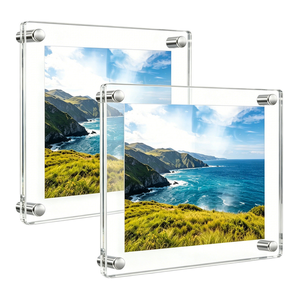 Floating Clear For Acrylic Frame 22x22cm Wall Mount For UV Resistant Display