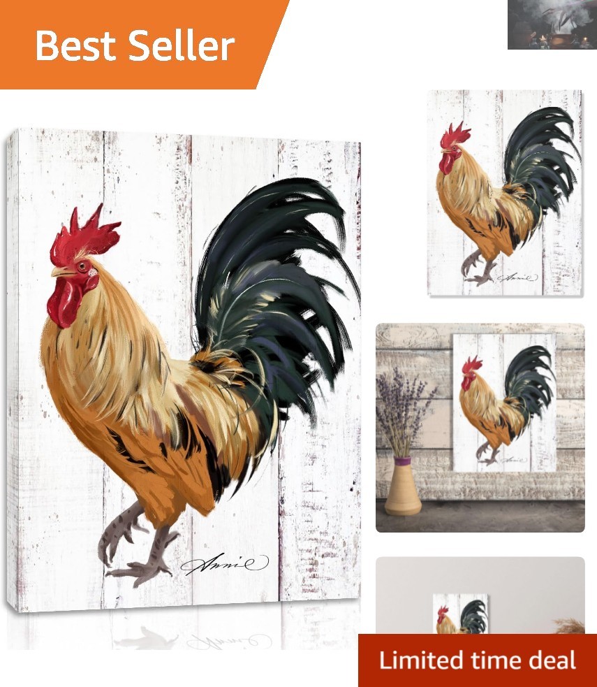 Farmhouse Rooster Decor – Lightweight Canvas Art for Kitchen & Dining
