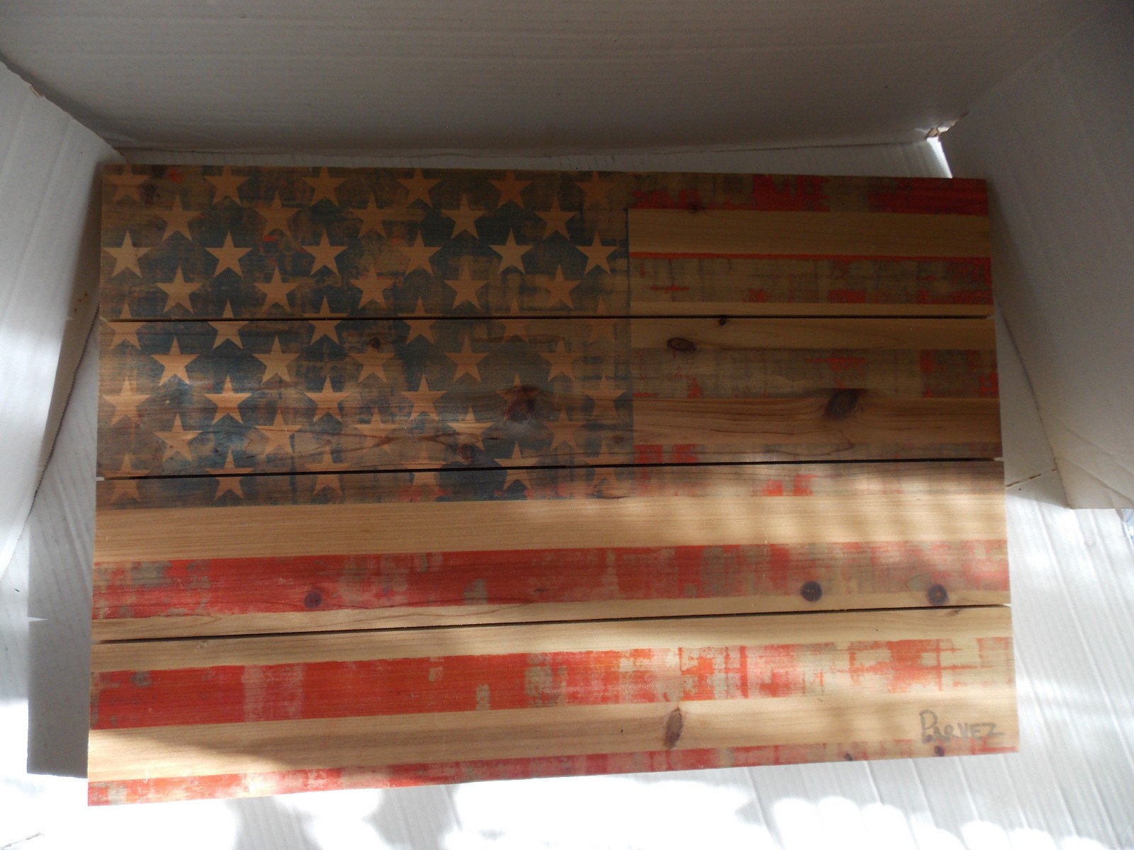 American Wooden Flag By Parvez 23 5/8&Prime; x 15 3/4&Prime; x 1,5&Prime;Rustic