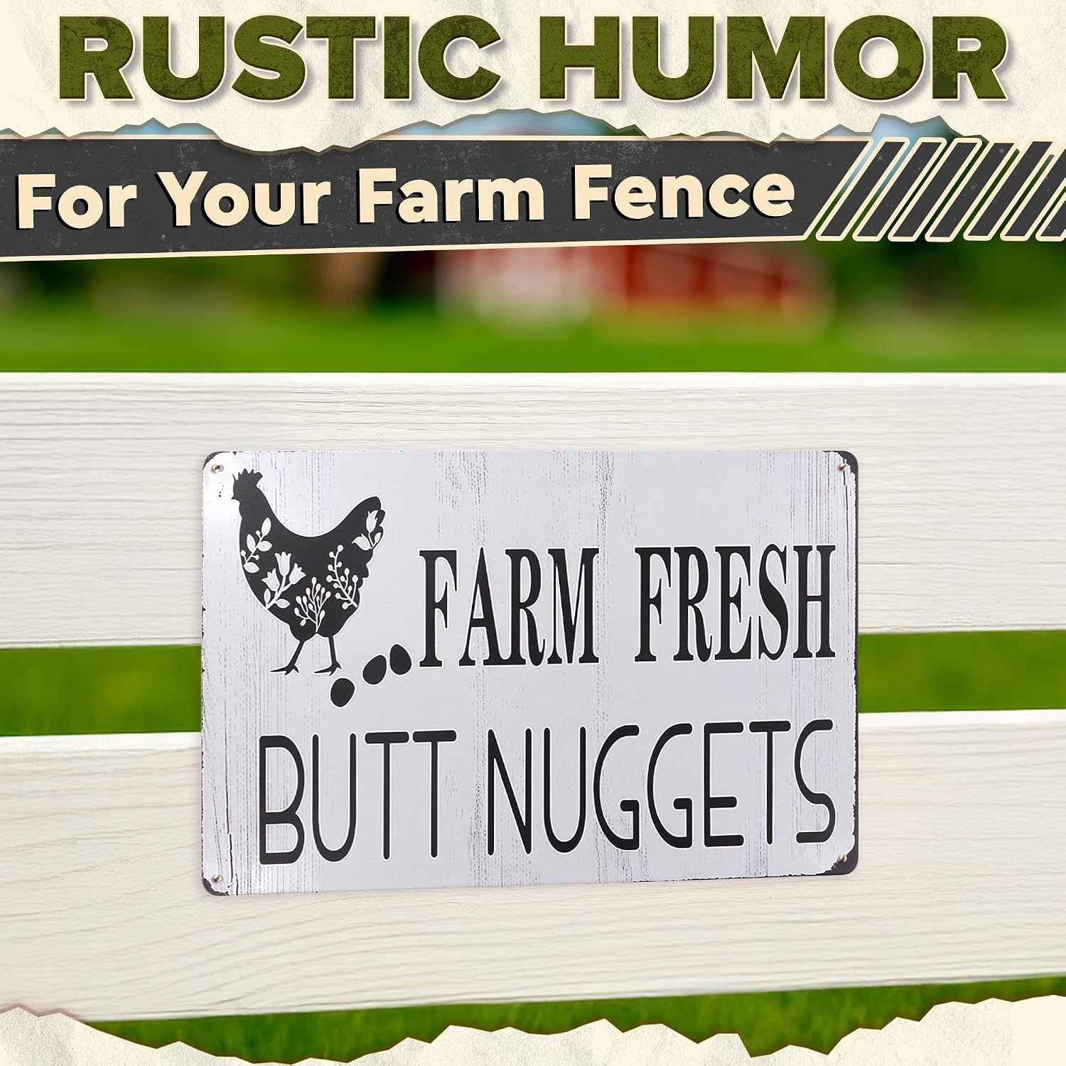 Metal Funny Chicken Coop Signs for Outside 8×12&Prime; – Rustic Tin Farm House Kitc…
