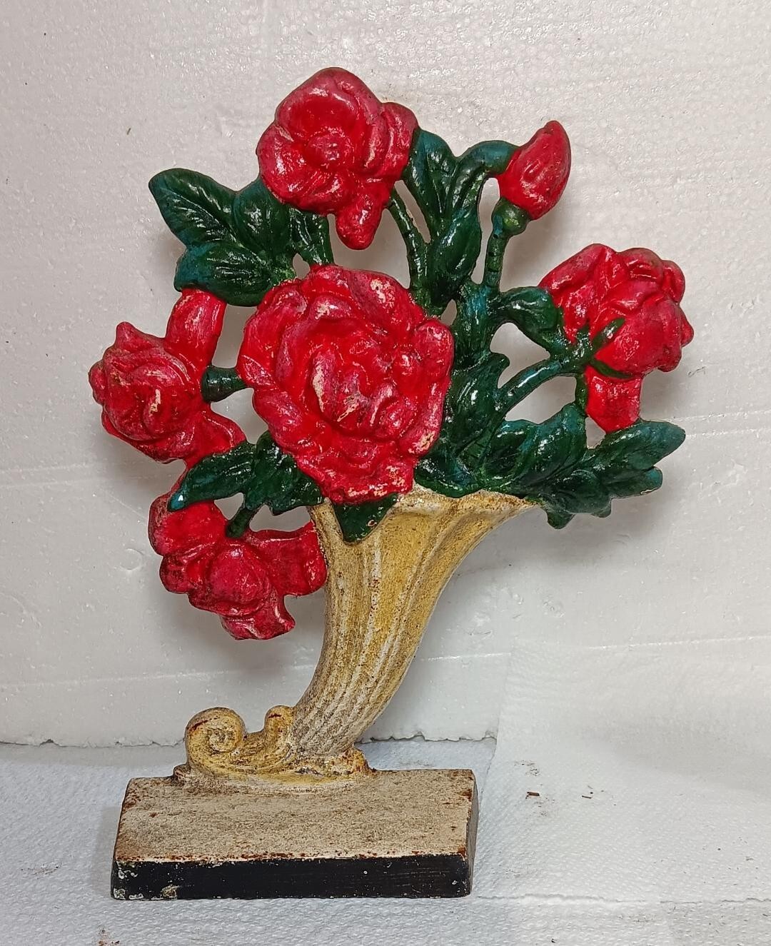 Hubley Flower Cast Iron Door Stop Painted Doorstop Office Home Decor