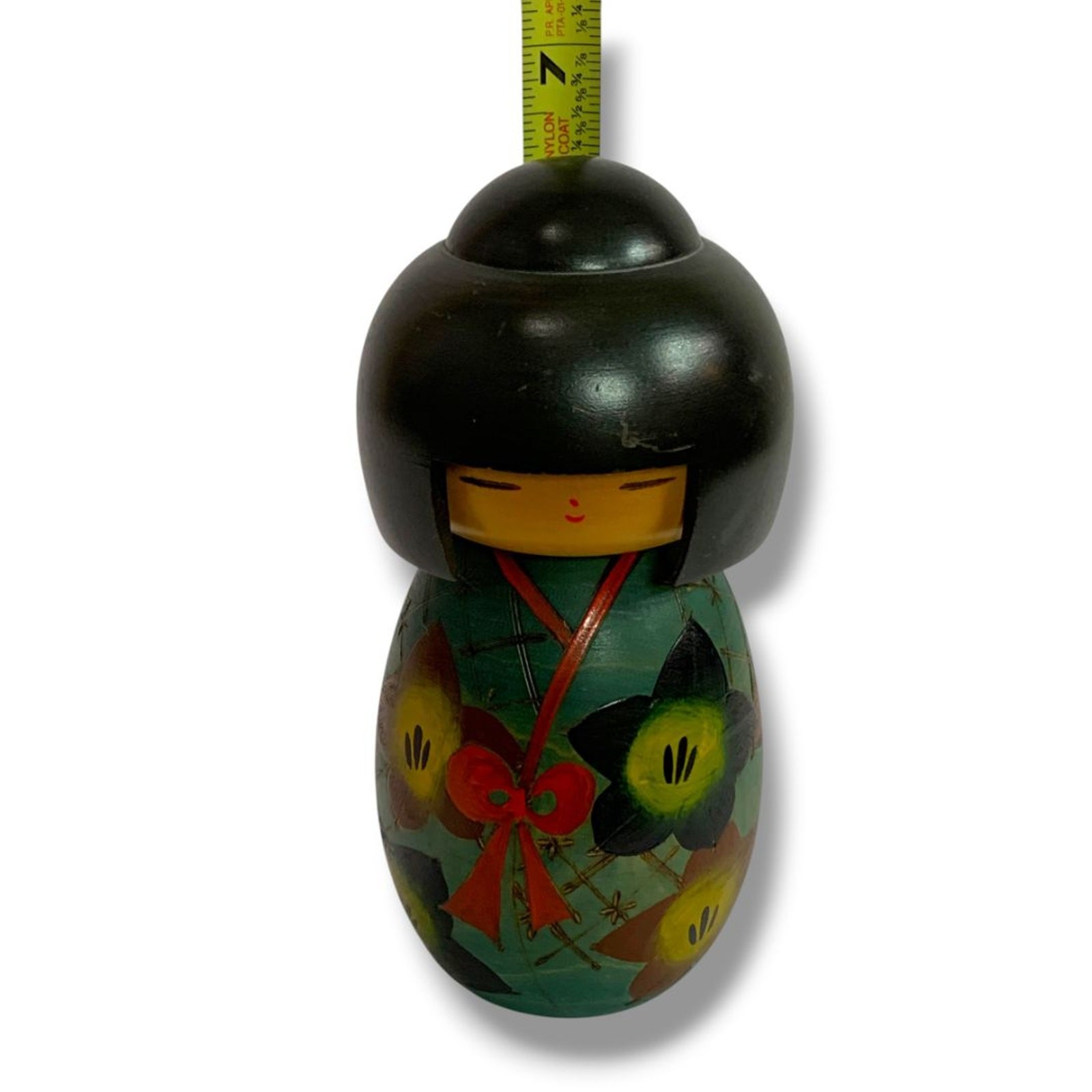 Japanese Kokeshi Doll Wooden Figurine Bell Flower 6.2&Prime;