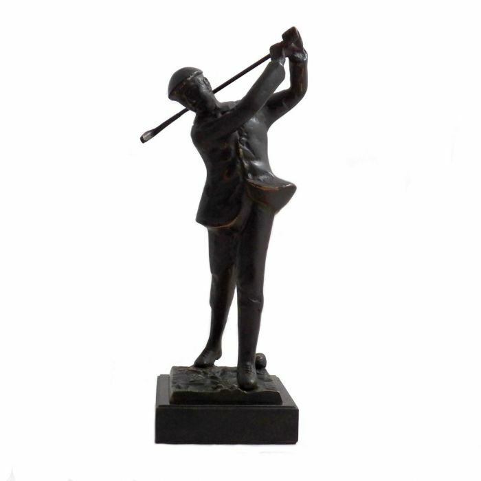 Bey Berk 12&Prime; Bronzed Metal Golfer on Marble Base.