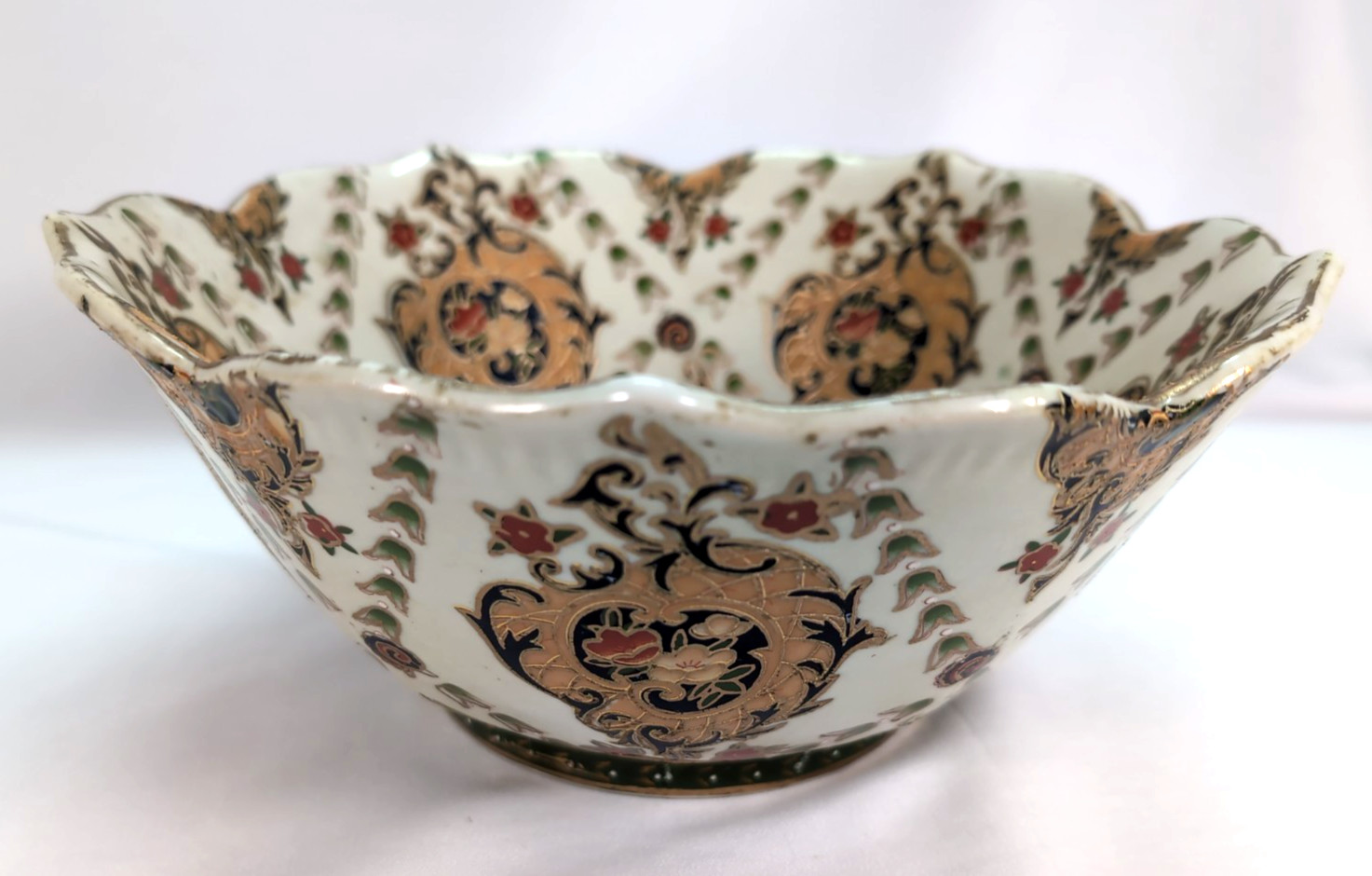 VTG Handmade Large Porcelain Ceramic Decorative Floral Bowl by Garden Ridge