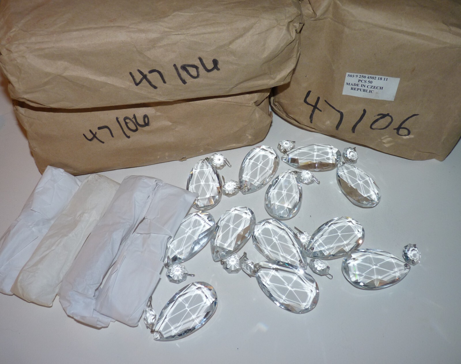 100 1980&rsquo;s Czech. Cut Lead Glass Thick Prisms, Chandelier, Suncatchers, Artist.
