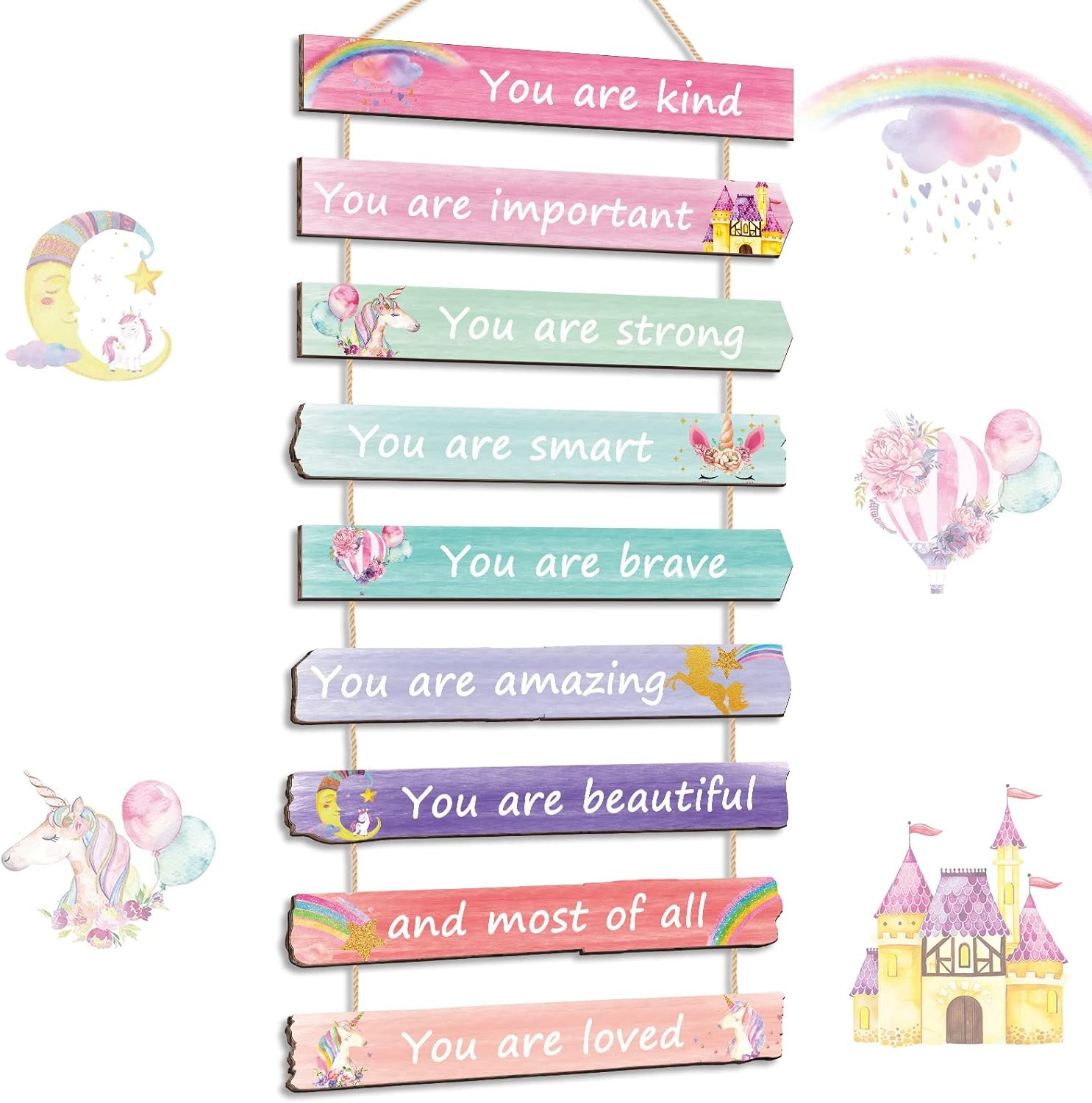 Unicorn Rainbow Wall Art for Girls Bedroom, Inspirational Wall Decor Signs, B…