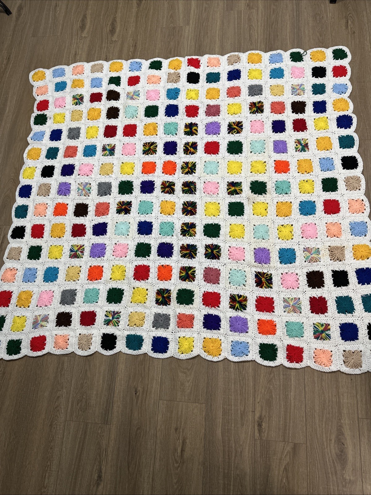 Handmade Granny Square Crochet Afghan Throw Blanket 62”x66” Multicolor Vintage