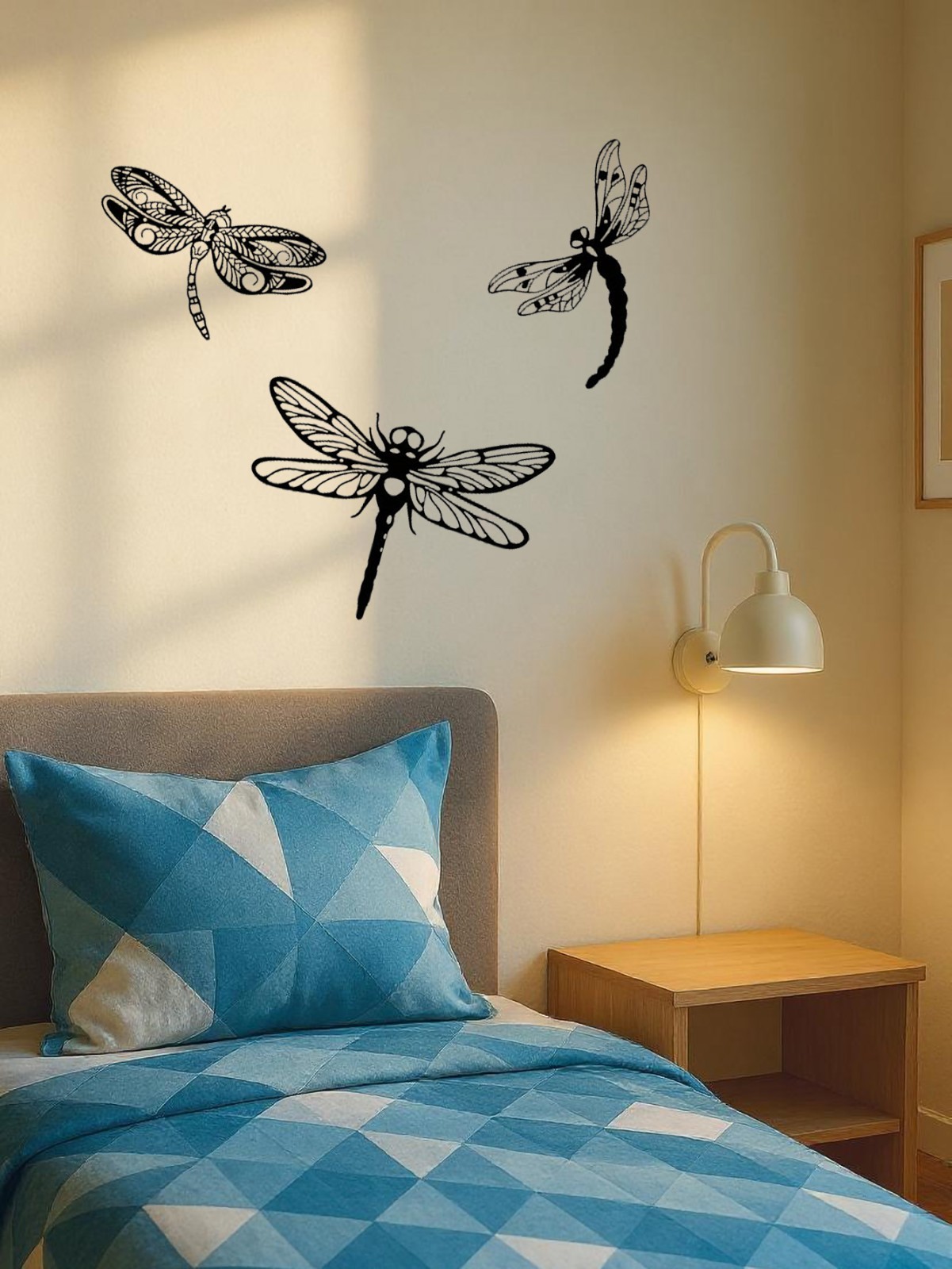 Dragonfly Metal Decor Wall Sculptures Nature-Inspired Art Pieces Bedroom Plaques