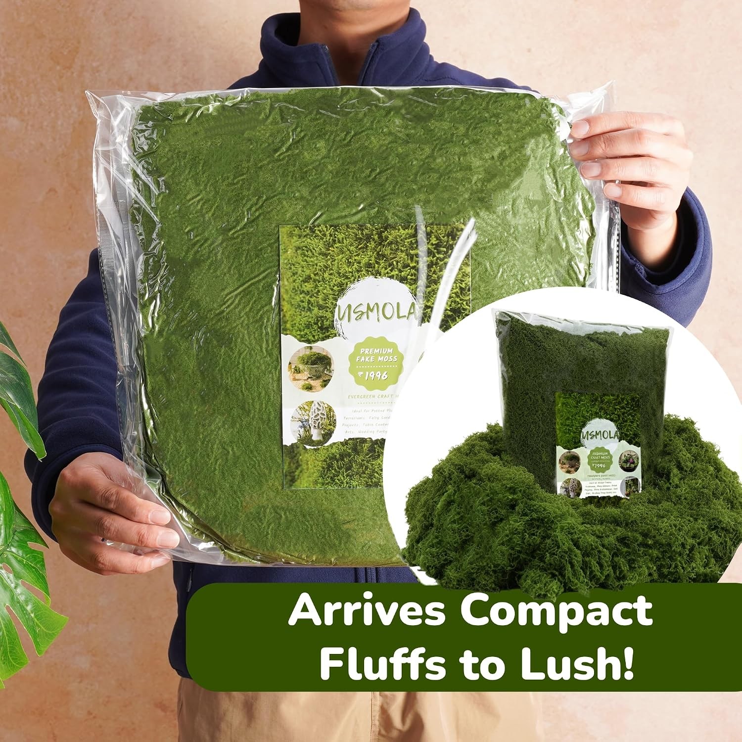 1.5LB Bulk Moss for Decorating – Fake Moss for Crafts, Potted Plants, Fairy