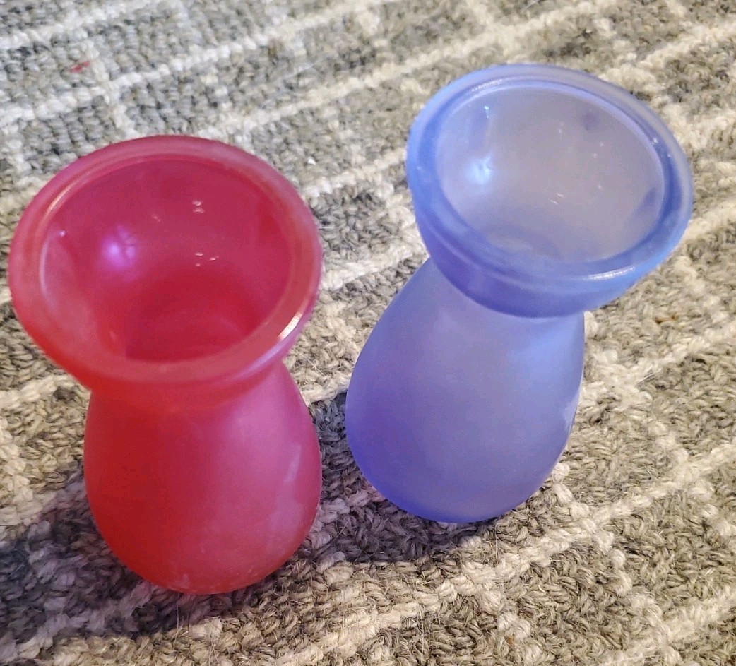 2 Crocus Flower Bulb Forcing Starter VASE Lot Pink Purple Glass EEC GP