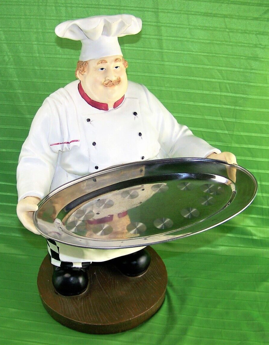 Fat Chef Serving Platter Tray French Italian Tuscan Bistro Kitchen Figure 18.5&Prime;H