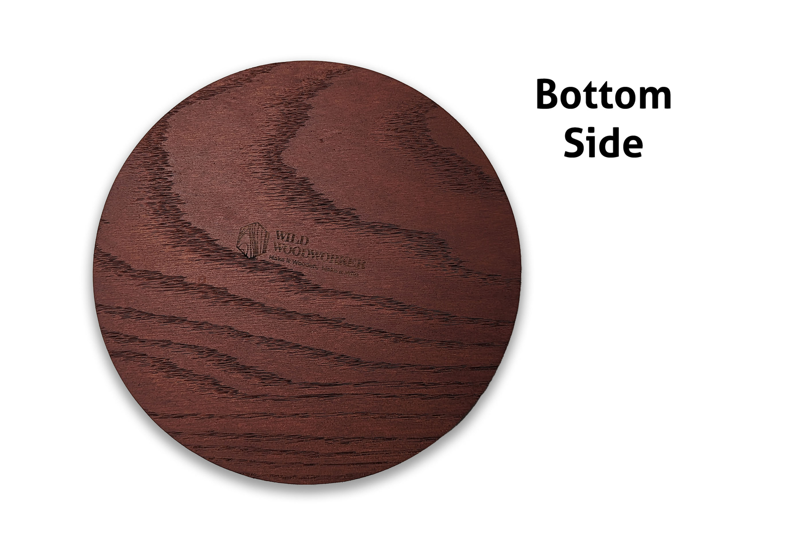 Round Display Base, Solid Red Oak, Mahogany Stain, 7/8 in thick