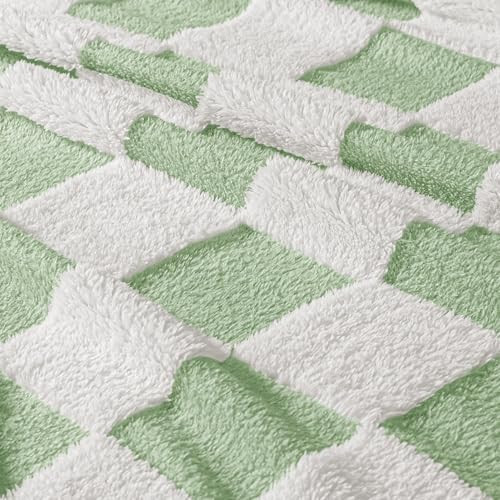Checkered Throw Blanket, Super Soft and Warm Fluffy Fleece Blanket for Couch,
