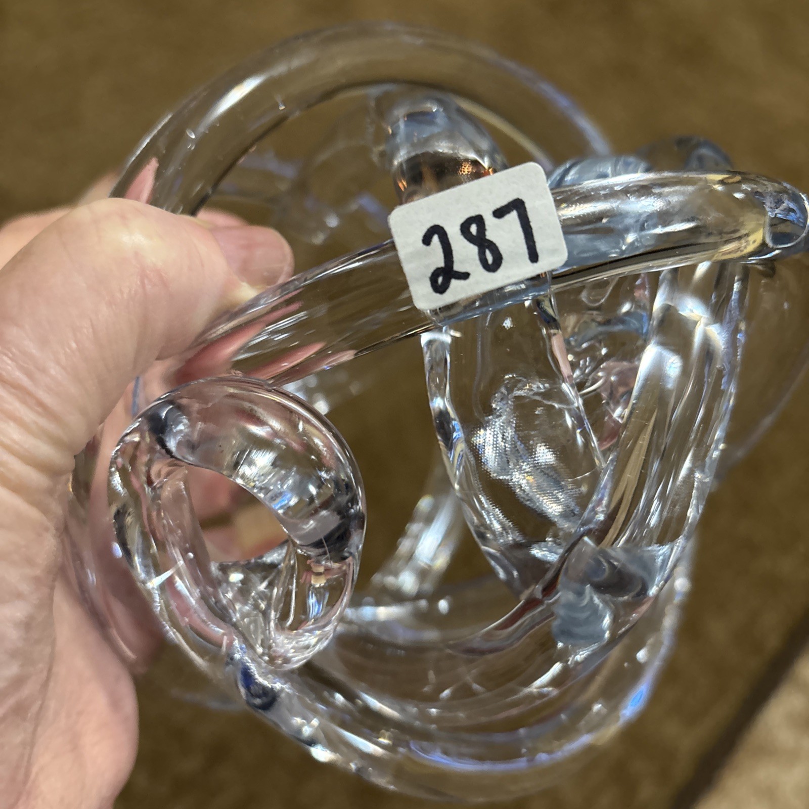 Glass Art Knot Sculpture Modern Clear Glass Decorative Paperweight, Unbranded