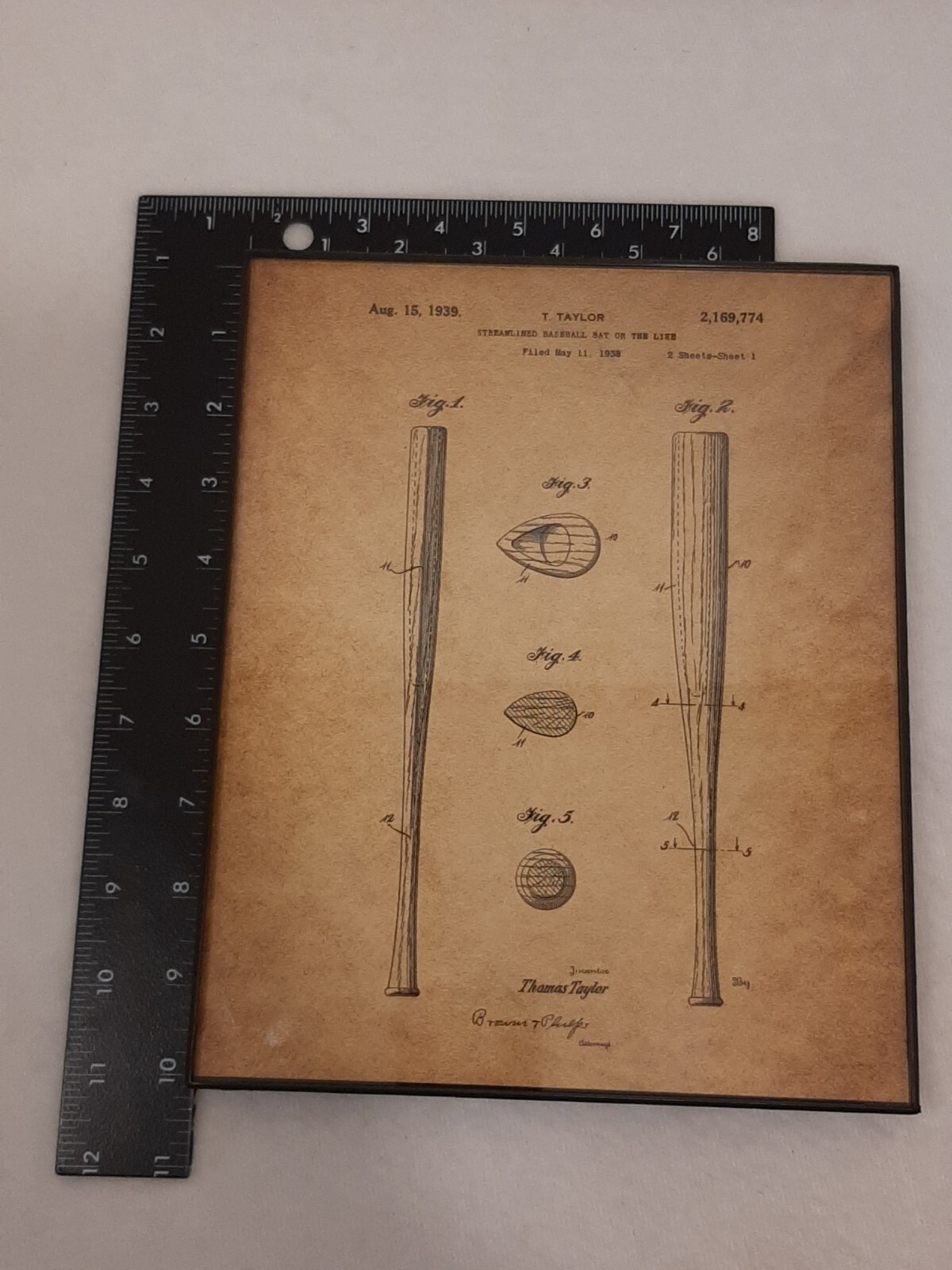 Baseball Bat Patent Streamlined Bat Or The Like Print Old Look Framed Wall Art