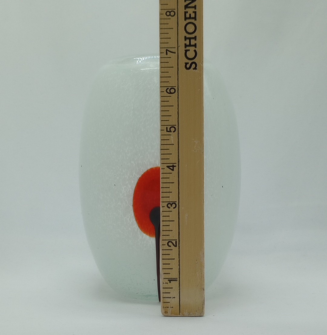 Flower Vase Modern Minimalist White Speckle Glass Vase With Red Flower 7&Prime; tall