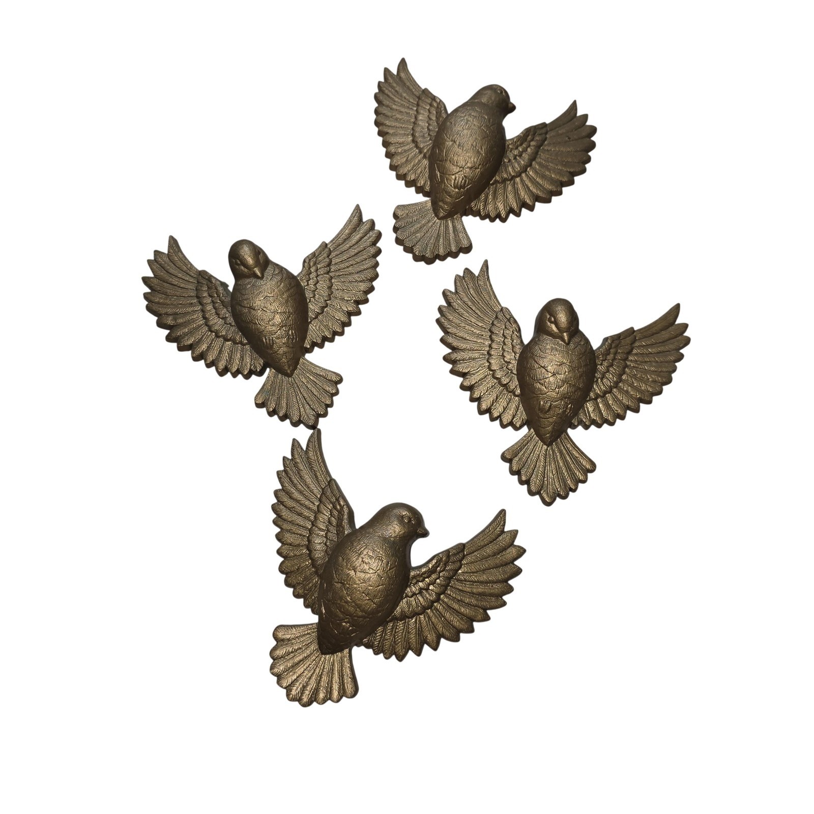 Vintage Homco Gold Plastic Bird Wall Figurines Set 4 Retro Decor Small Birds