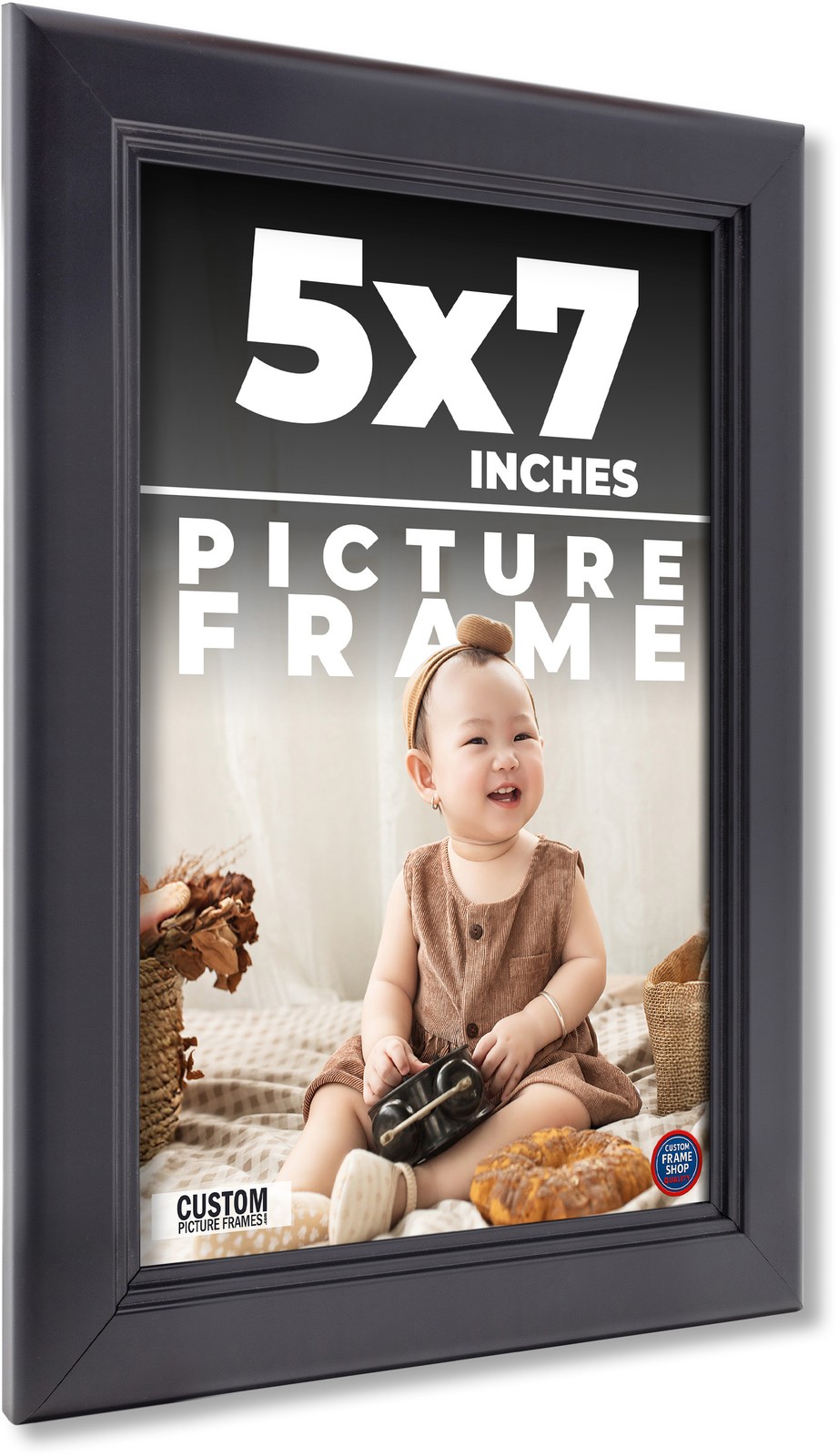 5×7 IN Frame Black Passaggi Solid Wood Picture Frame Width 1.5 Inches | Interior