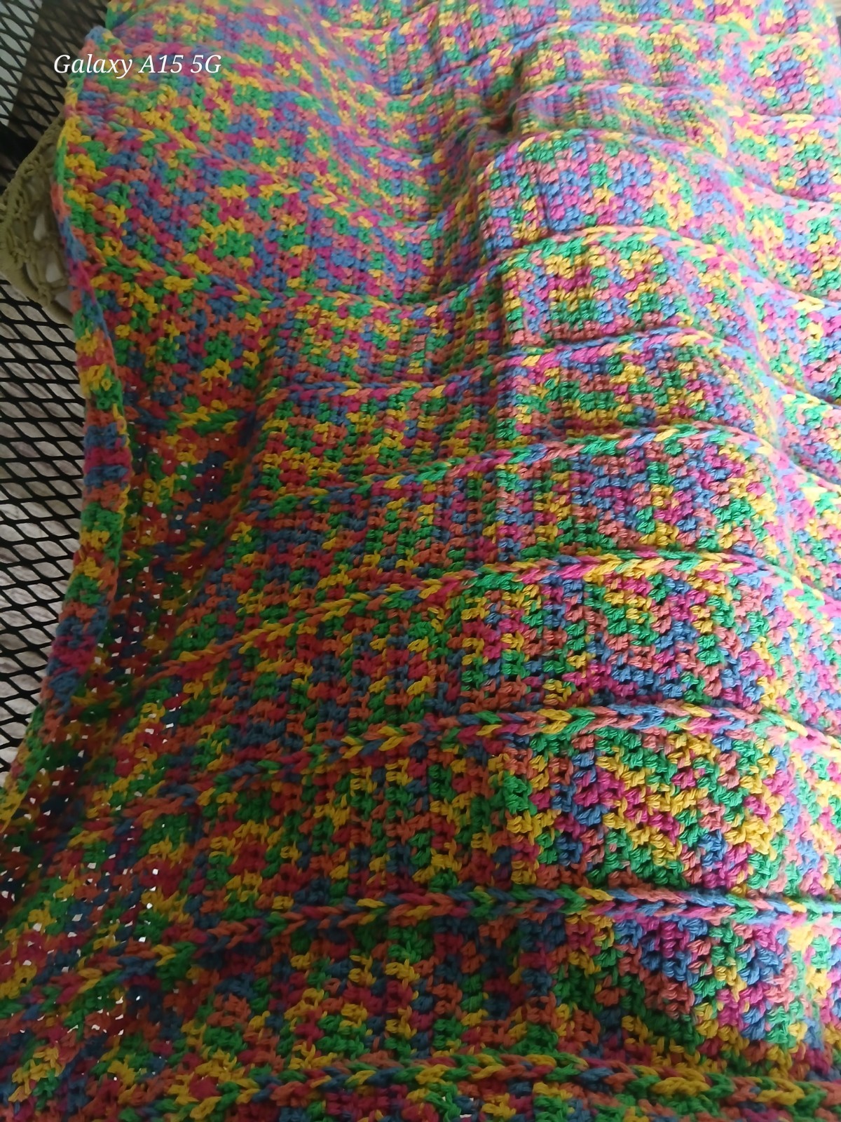 Handmade Multicolor Granny Square Crochet Sofa Throw Blanket, Rectangle