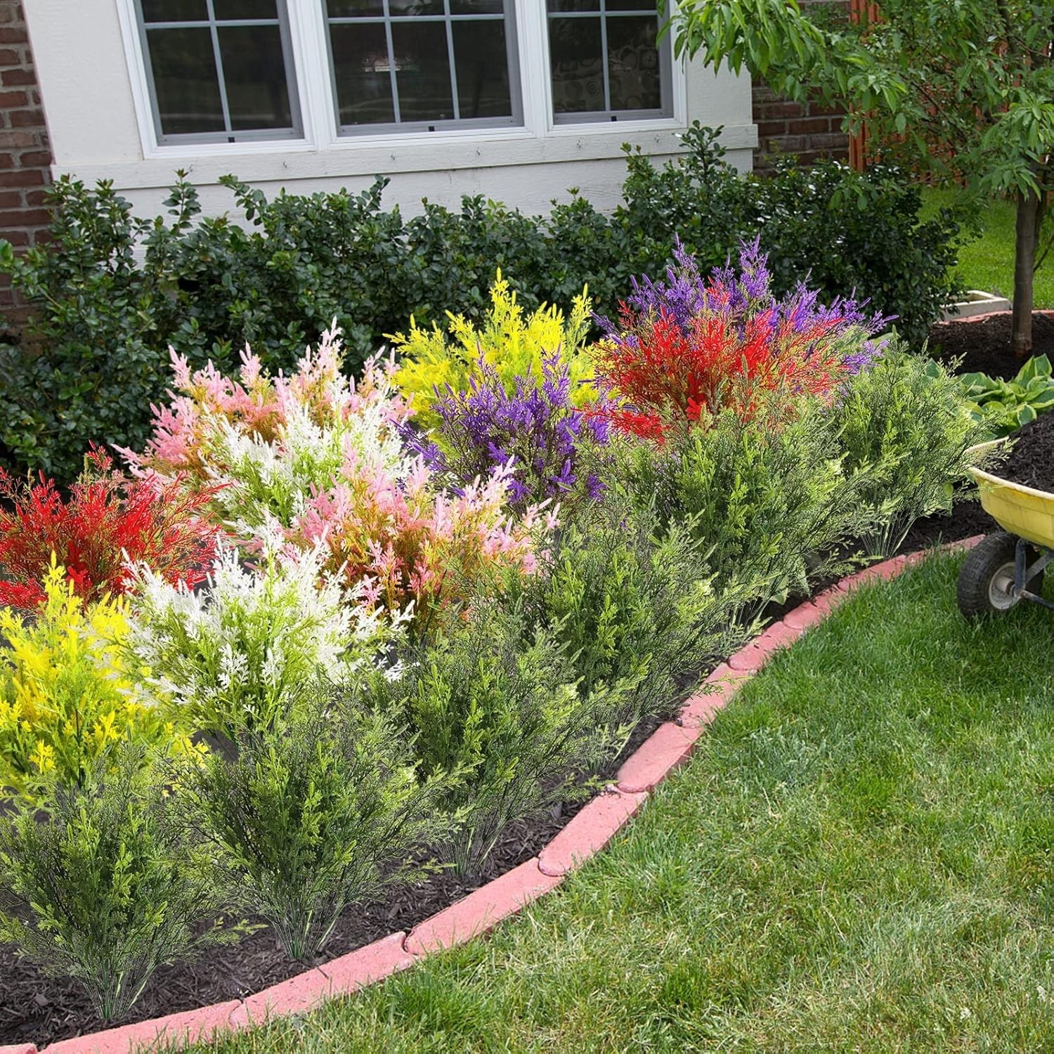 Colorfast Artificial Cedar Plants – 12 PCS for Stunning Porch & Garden Decor