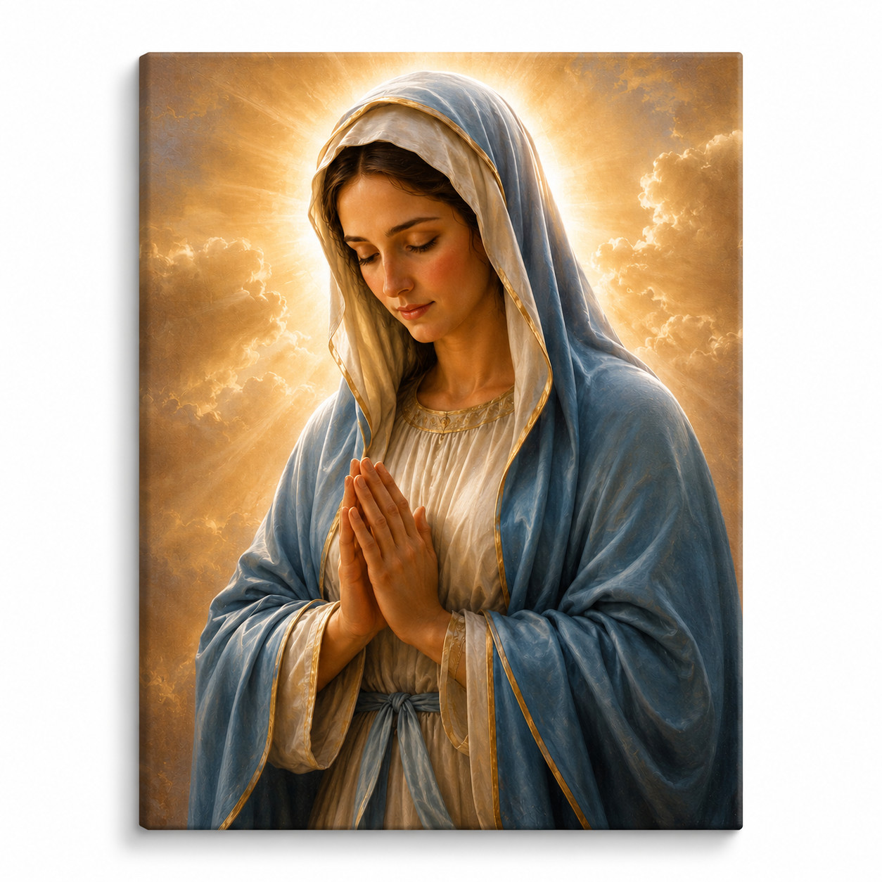 Virgin Mary Praying Canvas Wall Art Christian Catholic Religious Decor Gift