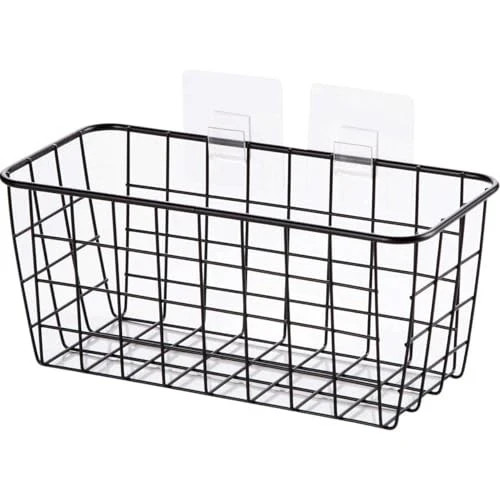 2 Set Adhesive Hanging Wall Basket Inside Cabinet Door 2 PACK Black