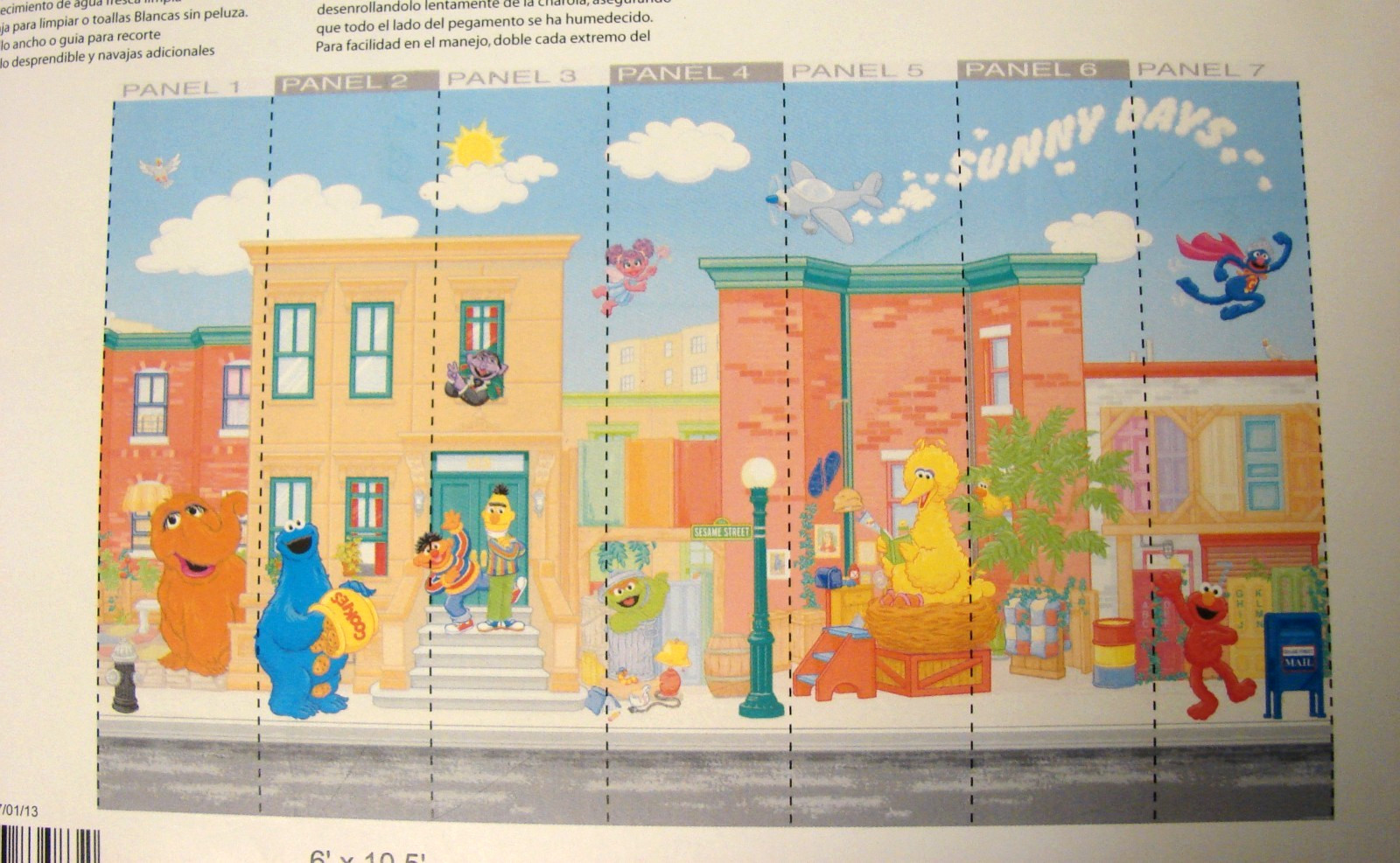 Sesame Street Mural – By Room Mates – Sure Strip Wallpaper – 6&prime; Ft x 10.5 Ft