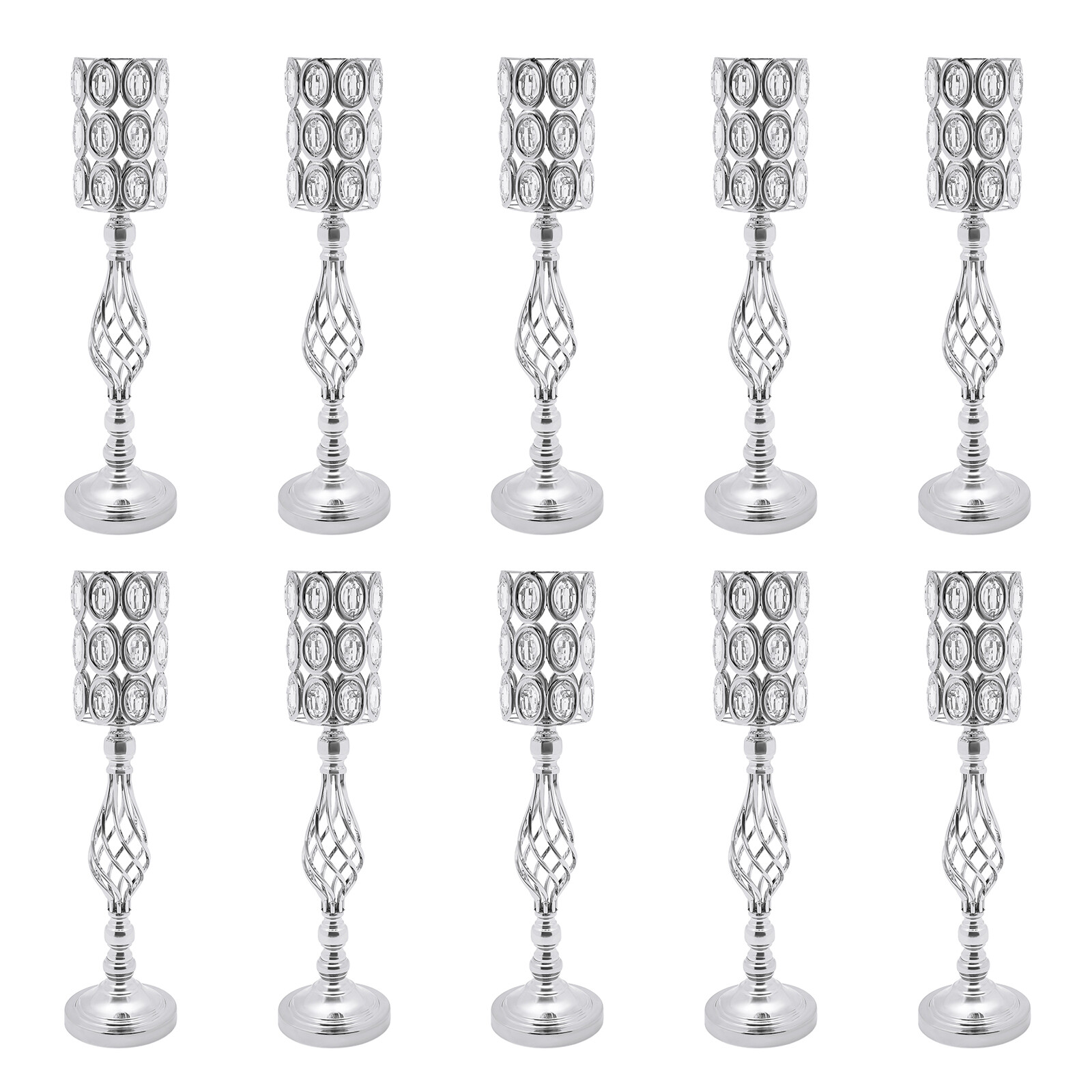 10PCS Crystal Flower Vase Stand Party Decor Metal Wedding Table Centerpieces